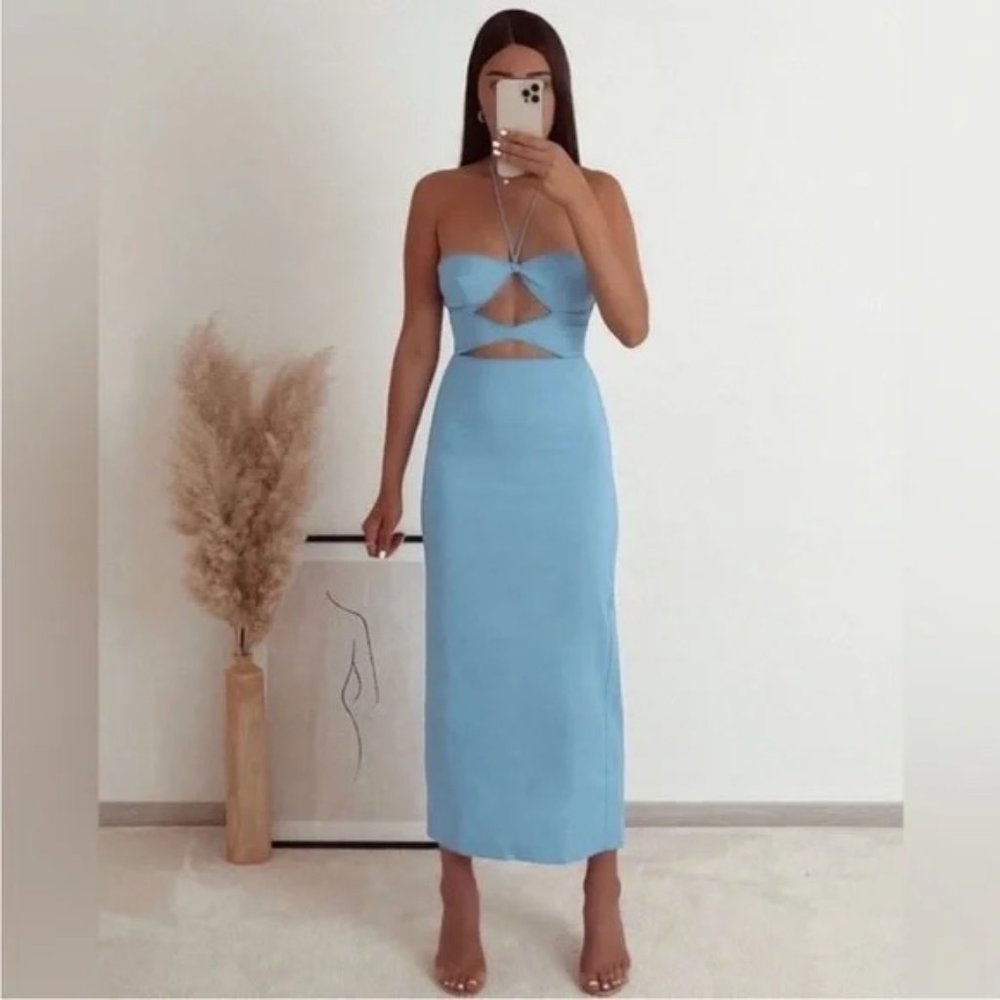 Zara Blue Cutout Bodycon Dress